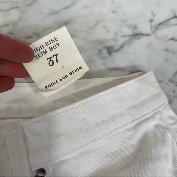 POINT SUR J. Crew High Rise Slim Boy Distressed White Jeans Plus Size 37 US 22 - Picture 11 of 16